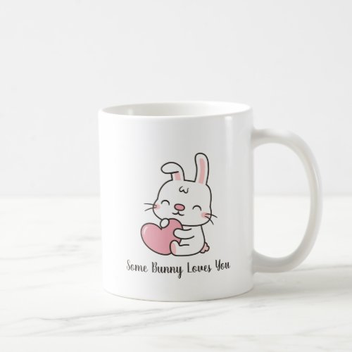 Cute White Rabbit Some Bunny Loves You Pun Coffee Mug
