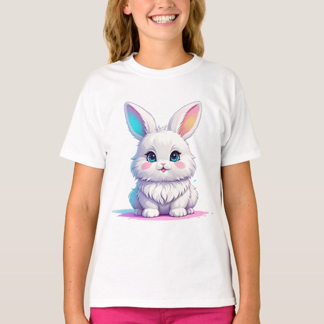 Cute White Rabbit  T-Shirt (Front)