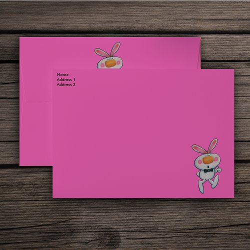 Cute White Rabbit Thumbs Up Bow Tie Pink Envelope