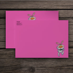 Cute White Rabbit Thumbs Up Bow Tie Pink Envelope