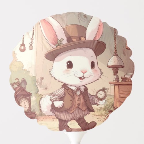 Cute White Rabbit Wonderland Whimsical Timekeeper