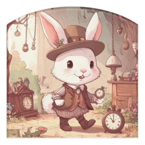 Cute White Rabbit Wonderland Whimsical Timekeeper
