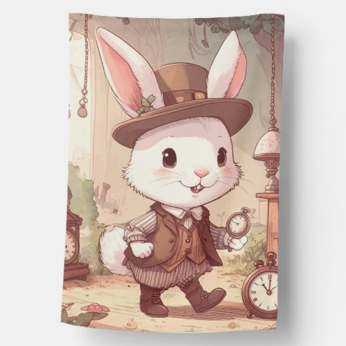 Cute White Rabbit Wonderland Whimsical Timekeeper