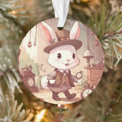Cute White Rabbit Wonderland Whimsical Timekeeper