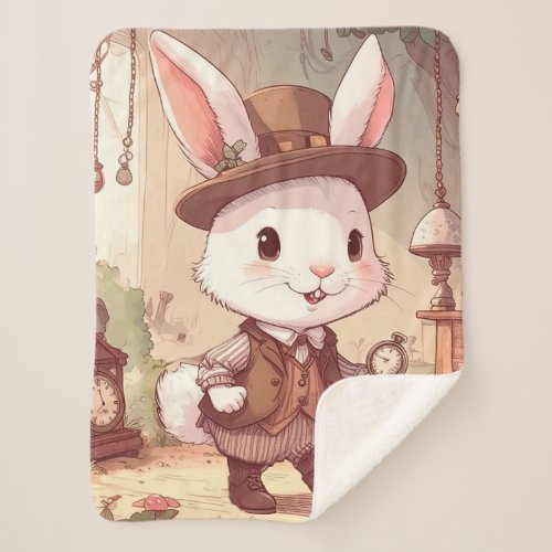 Cute White Rabbit Wonderland Whimsical Timekeeper