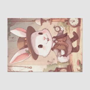 Cute White Rabbit Wonderland Whimsical Timekeeper Tissue Paper