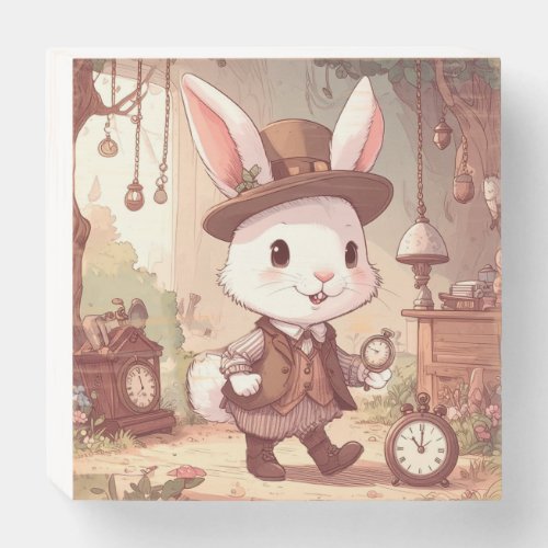 Cute White Rabbit Wonderland Whimsical Timekeeper