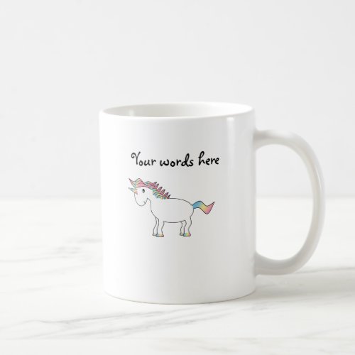 Cute white rainbow unicorn coffee mug
