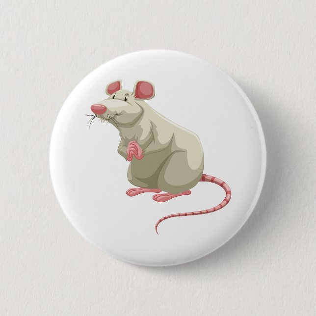 Cute white rat button (Front)