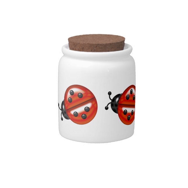 Cute White & Red Ladybug Candy Jar (Front)
