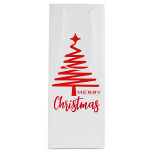 Cute White Red Merry Christmas wine bag
