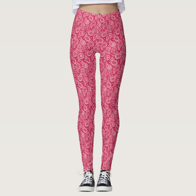 Cute white red paisley pattern Case-Mate iPhone ca Leggings (Front)