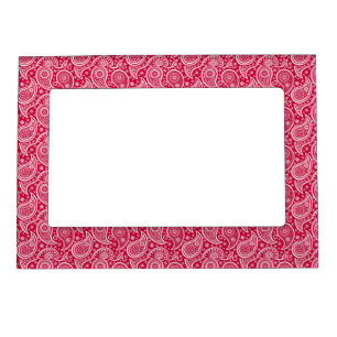 Cute white red paisley pattern magnetic frame