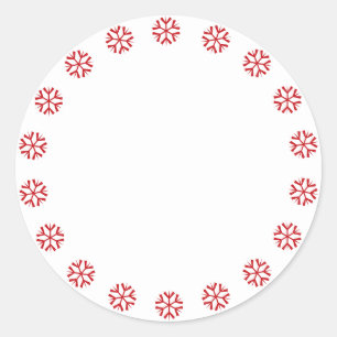 Cute white red snowflakes border blank Christmas Classic Round Sticker