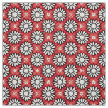 Cute White &amp; Red Stylish Floral Geometric Pattern Fabric