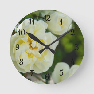 Cute white roses for positive   round clock