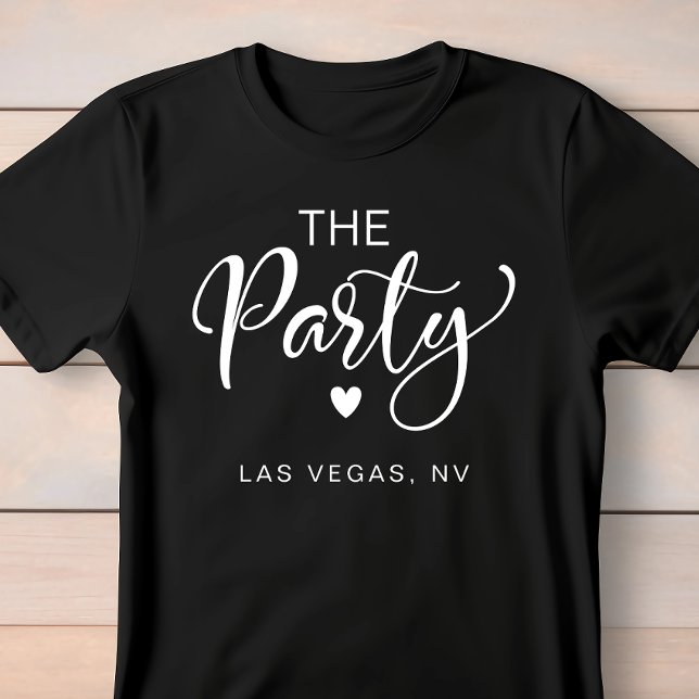 Cute White Script Las Vegas Bachelorette Party T-Shirt (Celebrate the bride-to-be in fun and style at her bachelorette party)