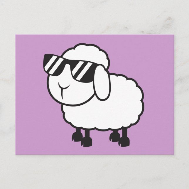 Cute White Sheep Cartoon Postcard (Front)