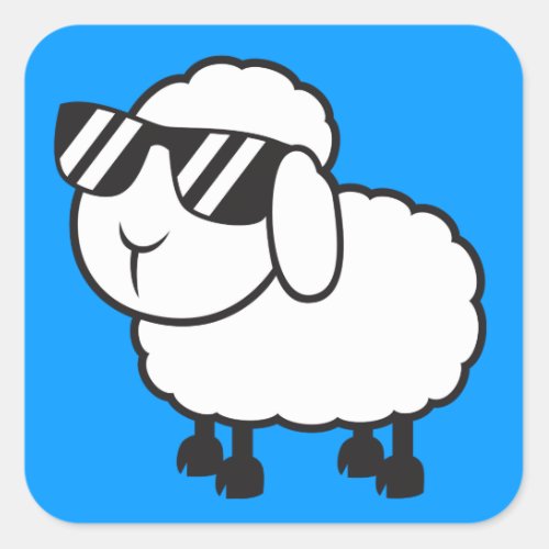 Cute White Sheep Cartoon Square Sticker