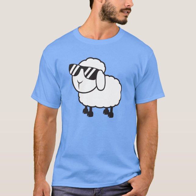 Cute White Sheep Cartoon T-Shirt (Front)
