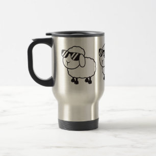 Cute White Sheep Cartoon Travel Mug