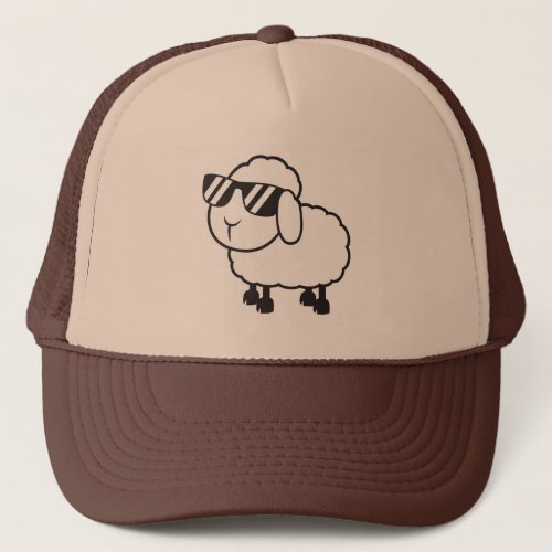 Cute White Sheep Cartoon Trucker Hat