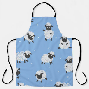 Cute white sheep: vintage lambs. apron