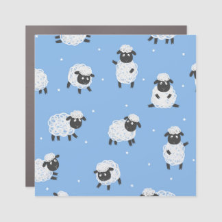 Cute white sheep: vintage lambs. car magnet