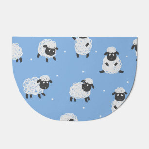 Cute white sheep: vintage lambs. doormat