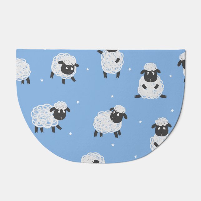 Cute white sheep: vintage lambs. doormat (Front)