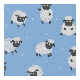 Cute white sheep: vintage lambs. faux canvas print