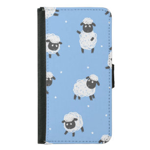 Cute white sheep: vintage lambs. samsung galaxy s5 wallet case