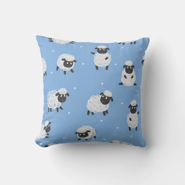 Cute white sheep: vintage lambs. throw pillow (Front)