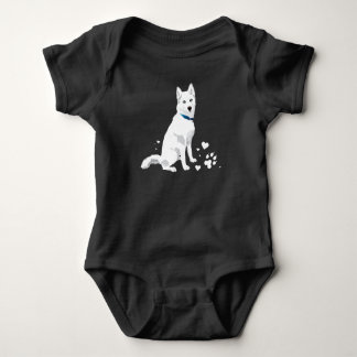 Cute White Siberian Husky - Sweet White Snow Dog Baby Bodysuit