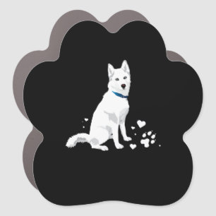 Cute White Siberian Husky - Sweet White Snow Dog Car Magnet