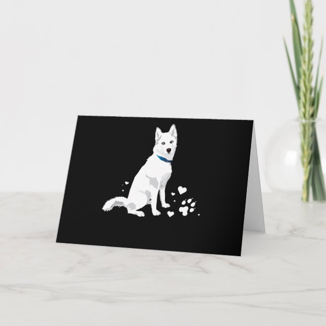 Cute White Siberian Husky - Sweet White Snow Dog Card (Front)