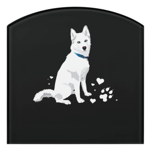 Cute White Siberian Husky _ Sweet White Snow Dog Door Sign