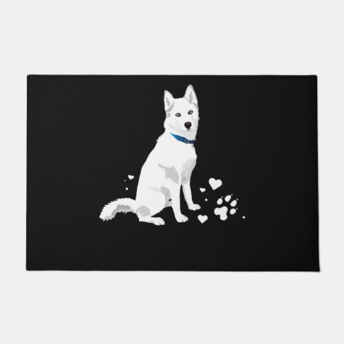 Cute White Siberian Husky _ Sweet White Snow Dog Doormat