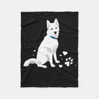 Cute White Siberian Husky - Sweet White Snow Dog Fleece Blanket
