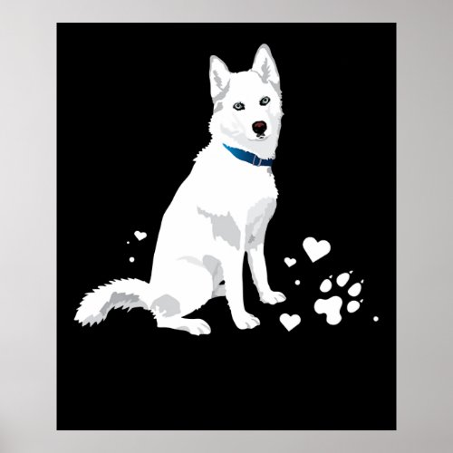 Cute White Siberian Husky _ Sweet White Snow Dog Poster