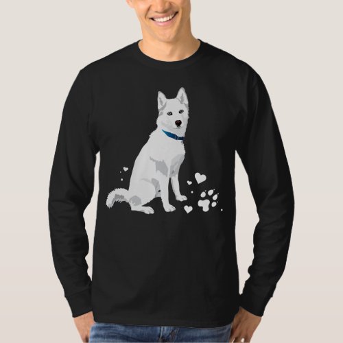 Cute White Siberian Husky _ Sweet White Snow Dog T_Shirt