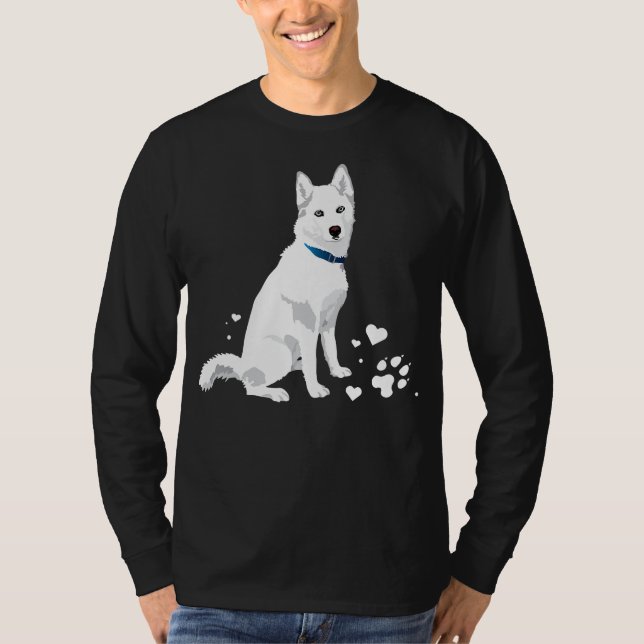 Cute White Siberian Husky - Sweet White Snow Dog T-Shirt (Front)