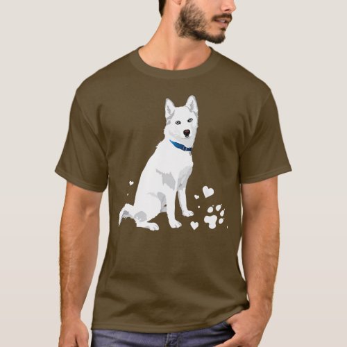 cute white Siberian Husky  sweet white Snow dog  T_Shirt