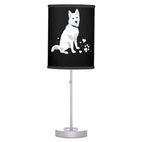 Cute White Siberian Husky _ Sweet White Snow Dog Table Lamp