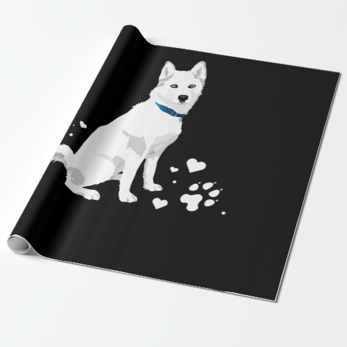 Cute White Siberian Husky _ Sweet White Snow Dog Wrapping Paper