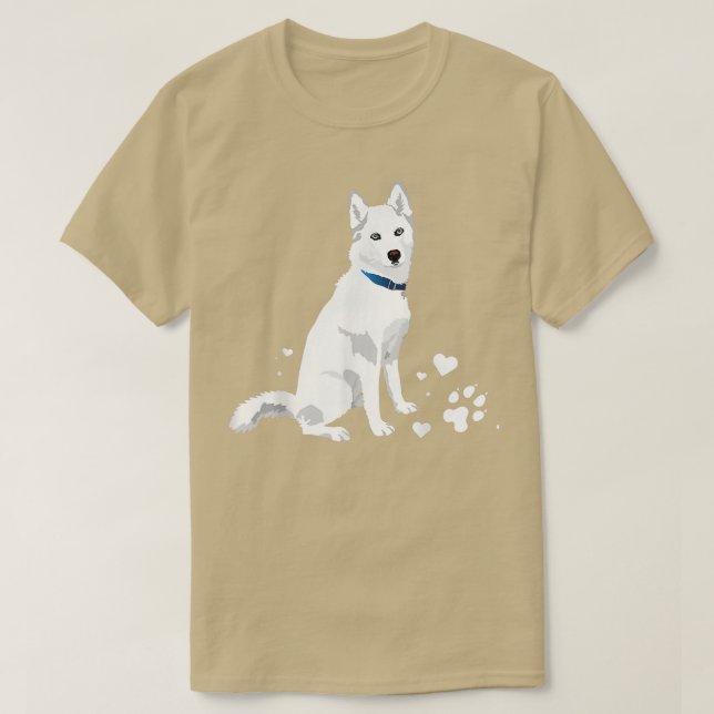 cute white Siberian Huskysweet white Snow dog  T-Shirt (Design Front)