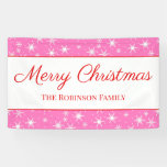 Cute White Snowflake Pink Merry Christmas Banner