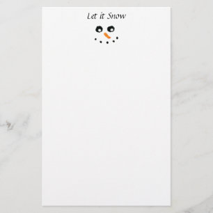 Cute White Snowman Minimal Let it Snow Stationery