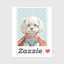Cute White Superhero Dog Custom-Cut Vinyl Sticker