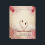 Cute White Swan Vintage Valentines Day Personized Letterhead<br><div class="desc">Elegant,  Rustic and whimsical letterhead featuring watercolor illustrations of pretty white swan and red rose flowers on vintage old paper background . This love -inspired notepad is perfect as a personalized gift.</div>